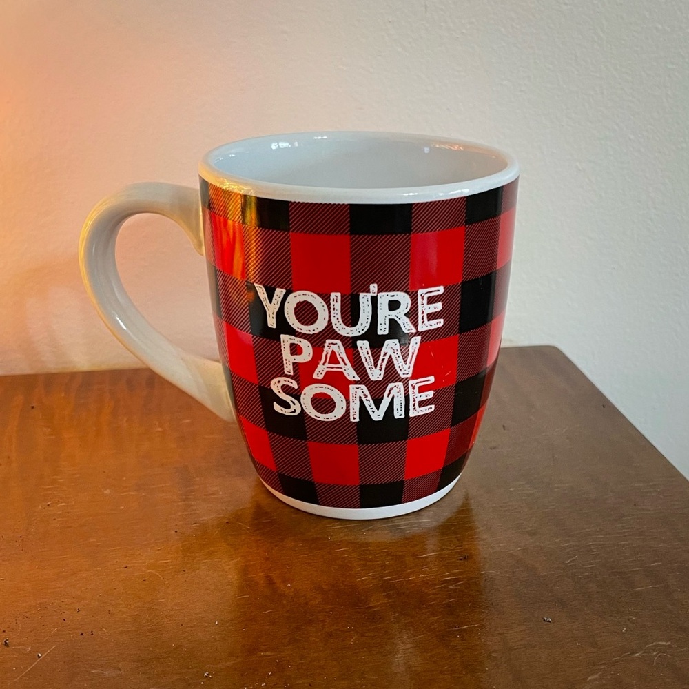 NWT Plaid You’re Pawsome Coffee Mug
